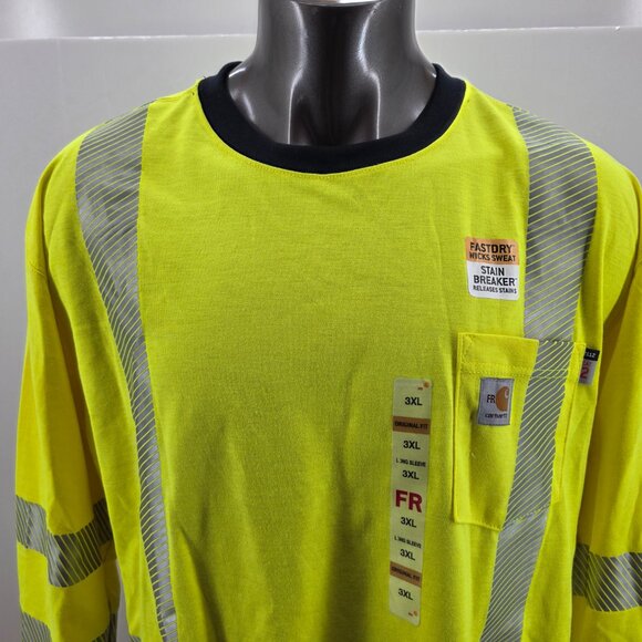 Carhartt  FR High Vis Force Men's 102905 323 Long Sleeve T-Shirt - Picture 16 of 16